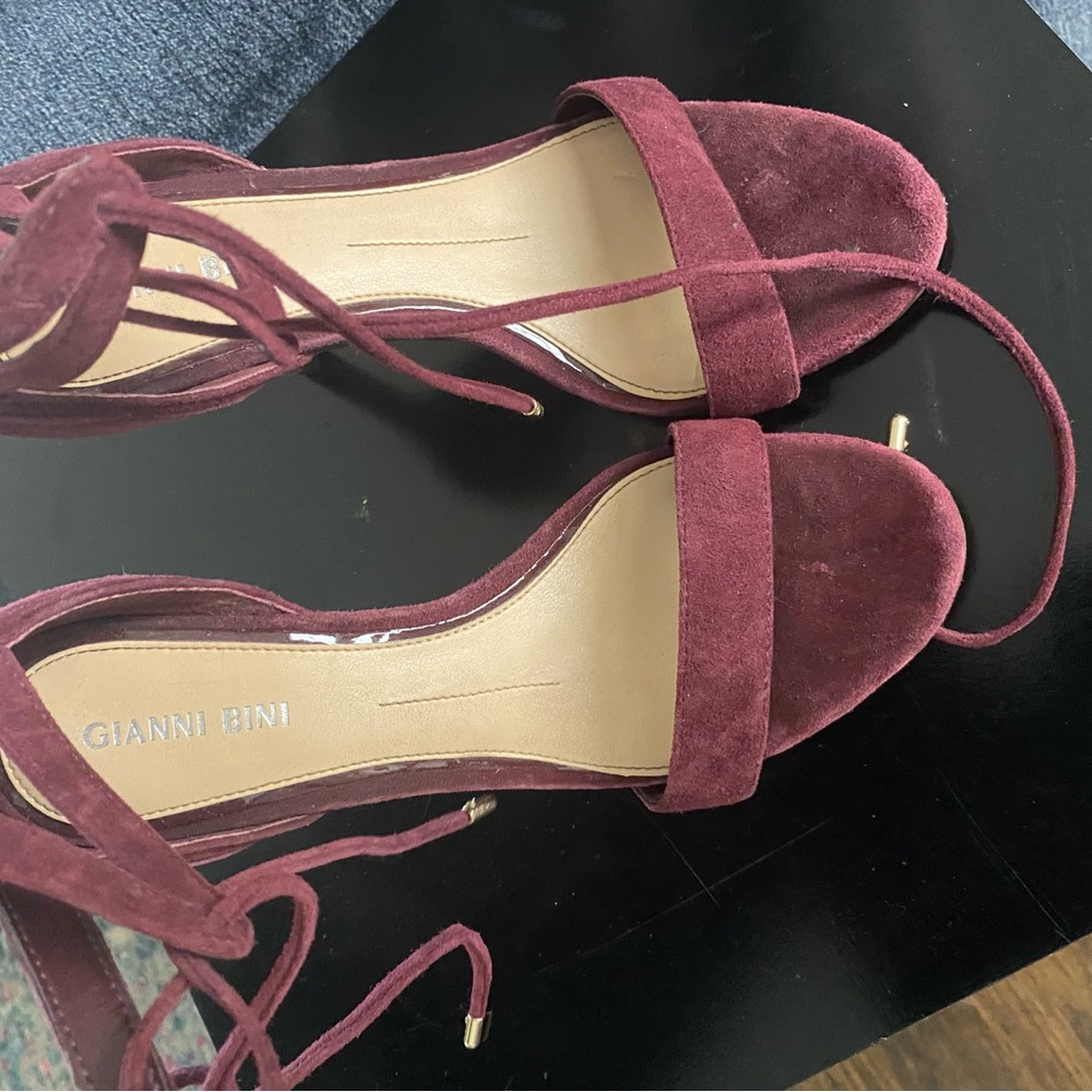 Purple tie up heels